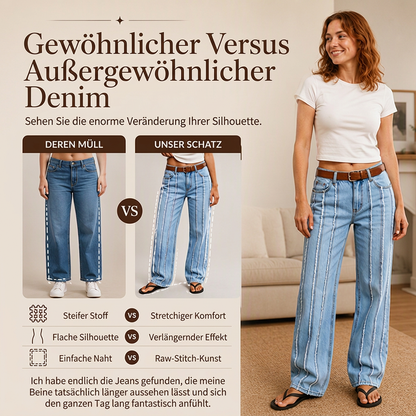 📢🎉50%Rabatt!!!🛍️✨Damen-Stretch-Weitbeinjeans mit roher Kante