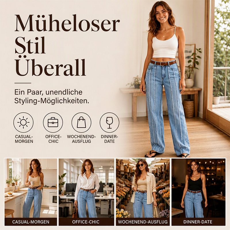 📢🎉50%Rabatt!!!🛍️✨Damen-Stretch-Weitbeinjeans mit roher Kante