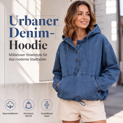 📢📢50% Rabatt!!! 🎉✨ Legere Jeans-Kapuzenjacke mit Knopfleiste für Damen