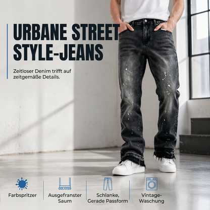 📢📢50% Rabatt!!! 🎉✨ Herren-Jeans im Urban-Streetstyle – Farbspritzer-Optik & Used-Look Denim