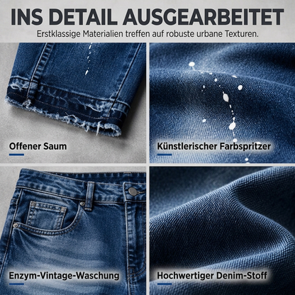 📢📢50% Rabatt!!! 🎉✨ Herren-Jeans im Urban-Streetstyle – Farbspritzer-Optik & Used-Look Denim
