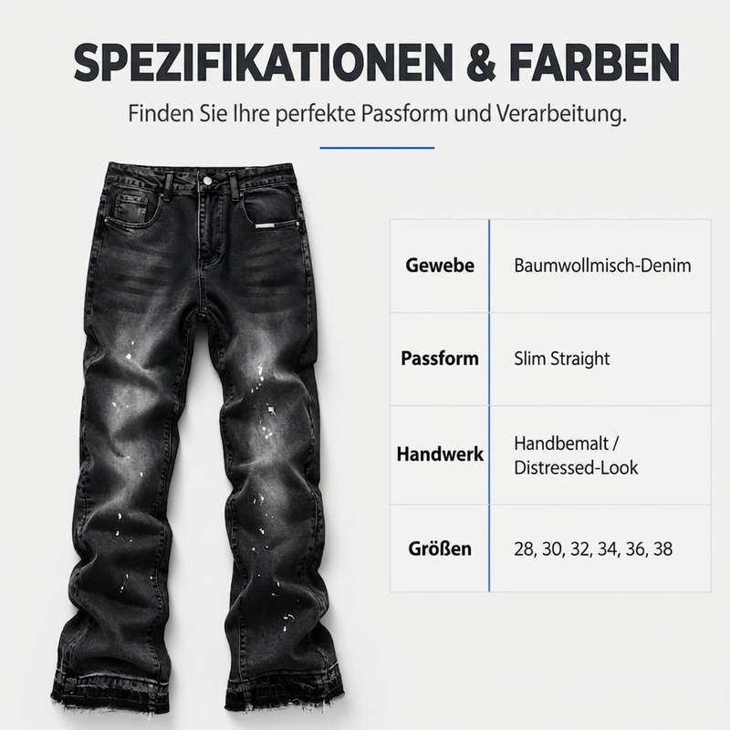 📢📢50% Rabatt!!! 🎉✨ Herren-Jeans im Urban-Streetstyle – Farbspritzer-Optik & Used-Look Denim