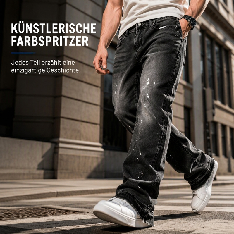 📢📢50% Rabatt!!! 🎉✨ Herren-Jeans im Urban-Streetstyle – Farbspritzer-Optik & Used-Look Denim