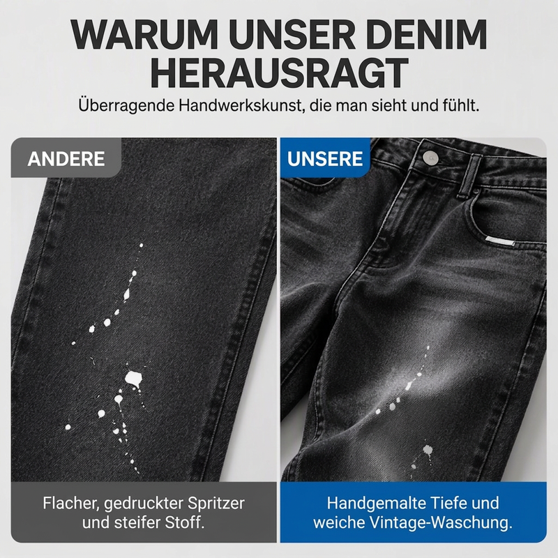📢📢50% Rabatt!!! 🎉✨ Herren-Jeans im Urban-Streetstyle – Farbspritzer-Optik & Used-Look Denim