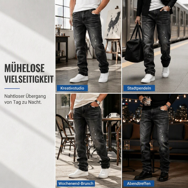 📢📢50% Rabatt!!! 🎉✨ Herren-Jeans im Urban-Streetstyle – Farbspritzer-Optik & Used-Look Denim