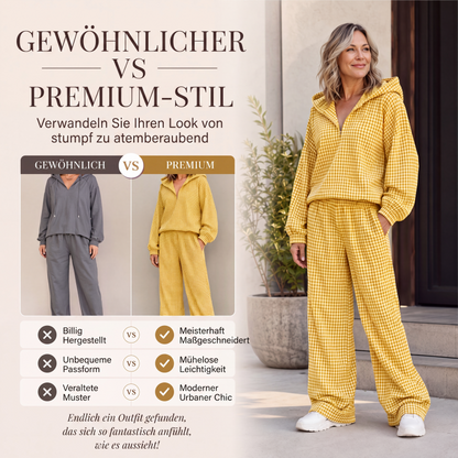🏆 Verkaufsschlager – jetzt halber Preis! Zweiteiliges Damen-Set mit Kapuze und Gingham-Karomuster