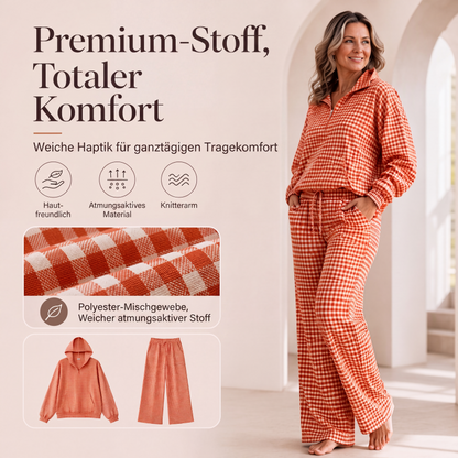 🏆 Verkaufsschlager – jetzt halber Preis! Zweiteiliges Damen-Set mit Kapuze und Gingham-Karomuster