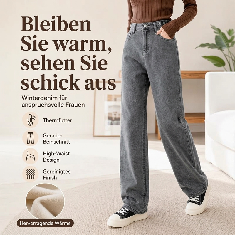 📢📢50% Rabatt!!! 🎉✨ Damen Weite Jeans mit warmem Futter – Bequeme weite Jeans, wärmendes Innenfutter und stylischer Denim – perfekt für einen warmen & modischen Look an kalten Tagen. Jetzt -50%!