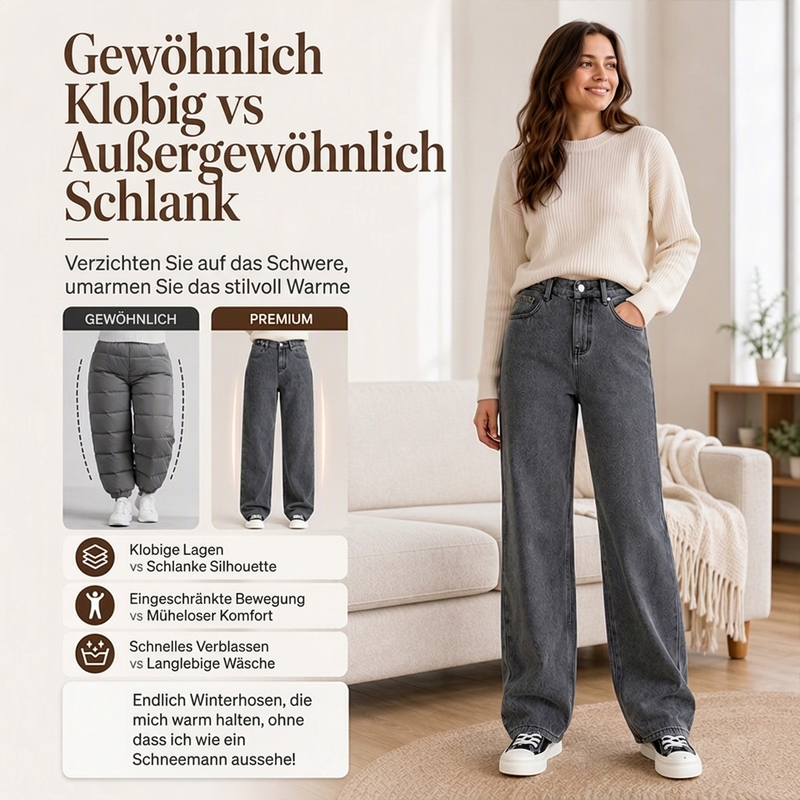 📢📢50% Rabatt!!! 🎉✨ Damen Weite Jeans mit warmem Futter – Bequeme weite Jeans, wärmendes Innenfutter und stylischer Denim – perfekt für einen warmen & modischen Look an kalten Tagen. Jetzt -50%!