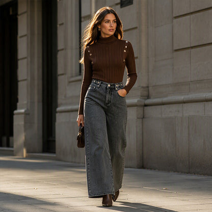 📢📢50% Rabatt!!! 🎉✨ Damen Weite Jeans mit warmem Futter – Bequeme weite Jeans, wärmendes Innenfutter und stylischer Denim – perfekt für einen warmen & modischen Look an kalten Tagen. Jetzt -50%!