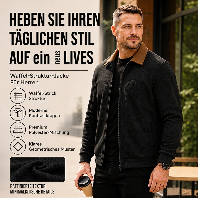 📢📢50% Rabatt!!! 🎉✨ Waffel-Strick Freizeitjacke mit Kragen für Herren