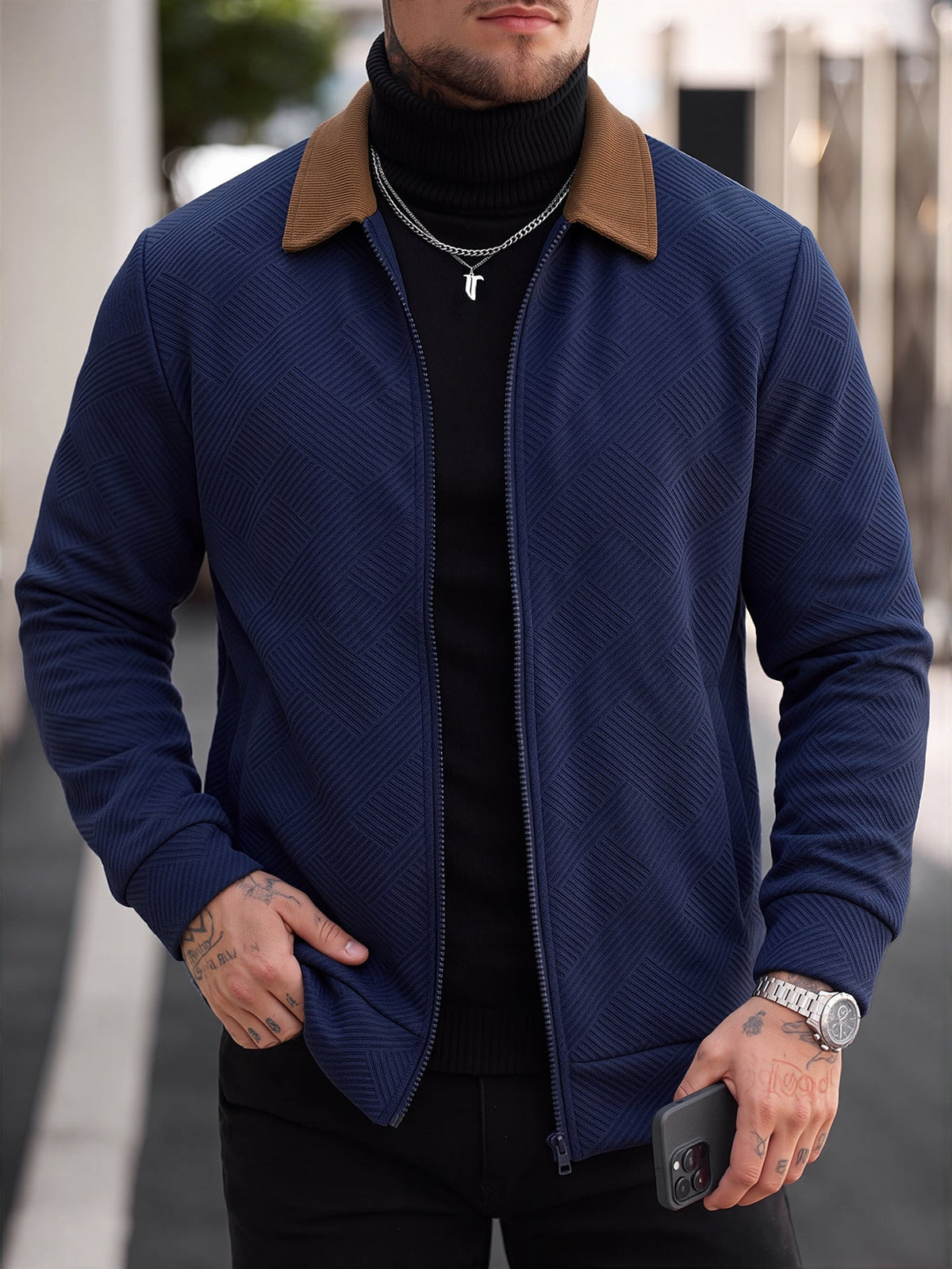 📢📢50% Rabatt!!! 🎉✨ Waffel-Strick Freizeitjacke mit Kragen für Herren