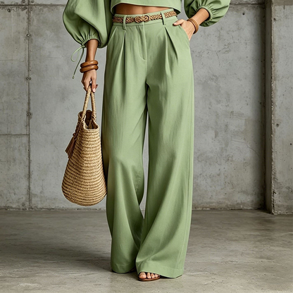 📢🎉50%Rabatt!!!🛍️✨Zweiteiler aus lässigem Damen-Crop-Top und weitem Beinhose
