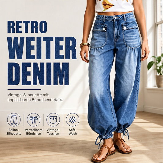 📢🎉50%Rabatt!!!🛍️✨Damen Ballonjeans mit hohem Bund und Kordelzug am Saum
