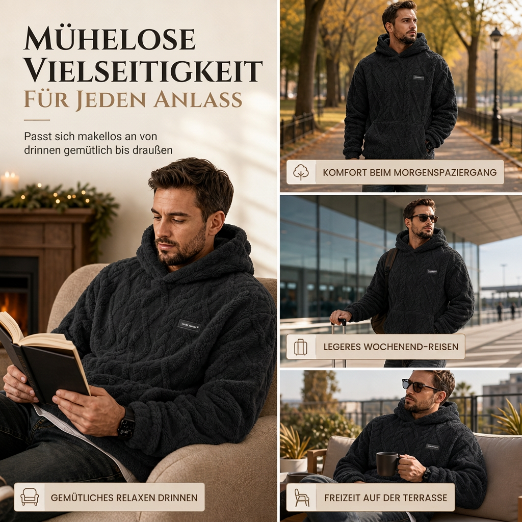 📢📢50%Rabatt!!!🎉✨Herren Winter Kapuzenpullover mit Fleecefutter, Jacquard-Muster, langärmeliges Sweatshirt für Freizeit und Outdoor-Aktivitäten