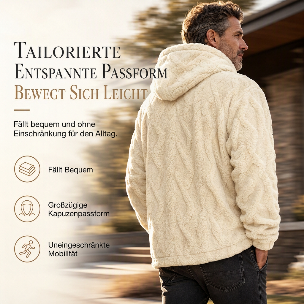 📢📢50%Rabatt!!!🎉✨Herren Winter Kapuzenpullover mit Fleecefutter, Jacquard-Muster, langärmeliges Sweatshirt für Freizeit und Outdoor-Aktivitäten