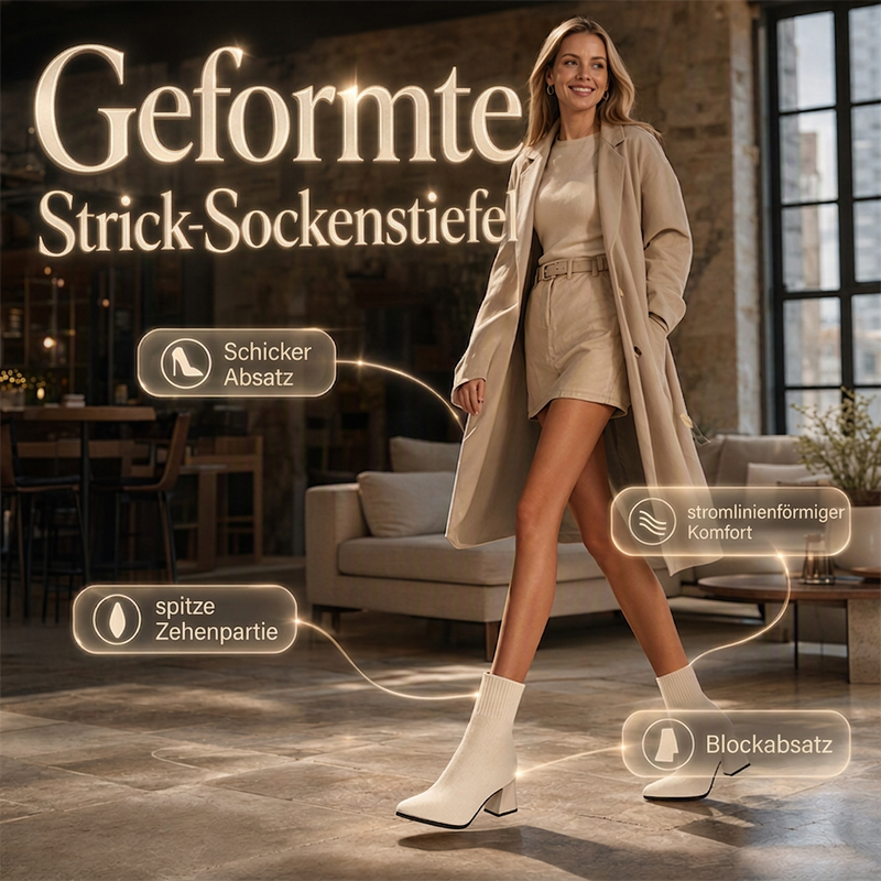📢📢50% Rabatt!!! 🎉✨ Elastische Sockenstiefel aus Strick für Damen