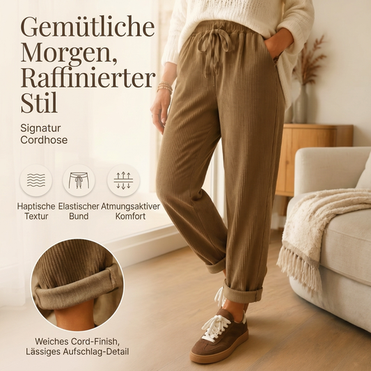 Legere gerippte Damenhose mit Kordelzug in der Taille