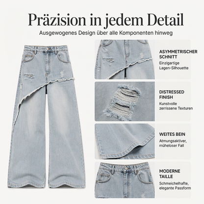 📢📢50% Rabatt!!! 🎉✨ Asymmetrische, mehrlagige Wide-Leg-Jeans für Damen