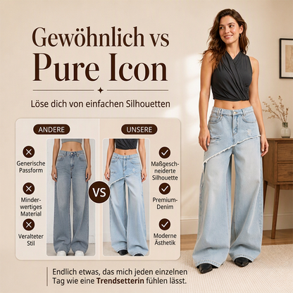 📢📢50% Rabatt!!! 🎉✨ Asymmetrische, mehrlagige Wide-Leg-Jeans für Damen