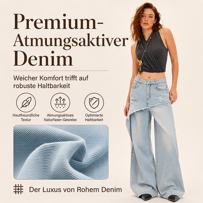 📢📢50% Rabatt!!! 🎉✨ Asymmetrische, mehrlagige Wide-Leg-Jeans für Damen