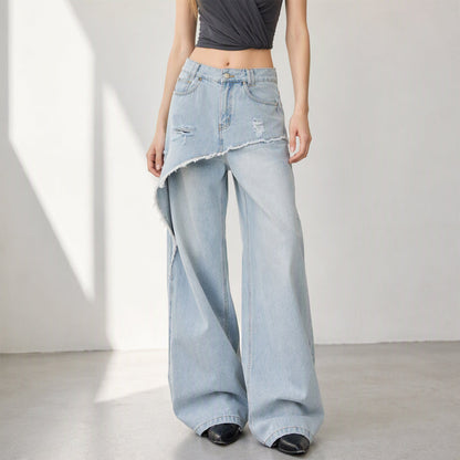 📢📢50% Rabatt!!! 🎉✨ Asymmetrische, mehrlagige Wide-Leg-Jeans für Damen