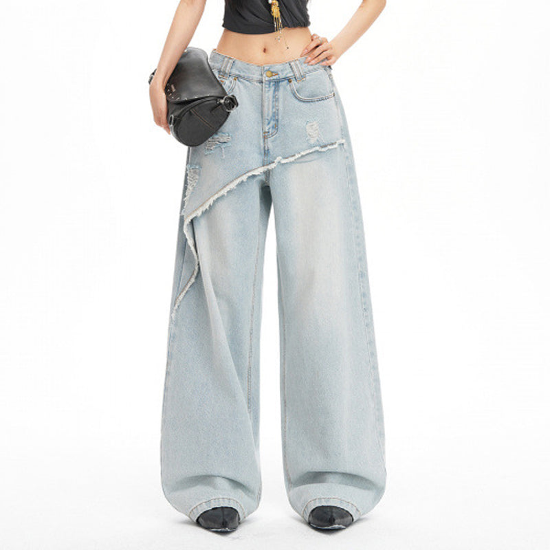 📢📢50% Rabatt!!! 🎉✨ Asymmetrische, mehrlagige Wide-Leg-Jeans für Damen