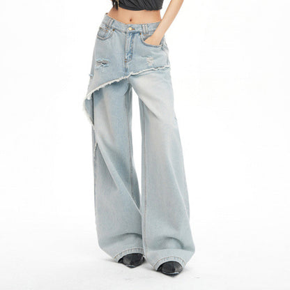 📢📢50% Rabatt!!! 🎉✨ Asymmetrische, mehrlagige Wide-Leg-Jeans für Damen
