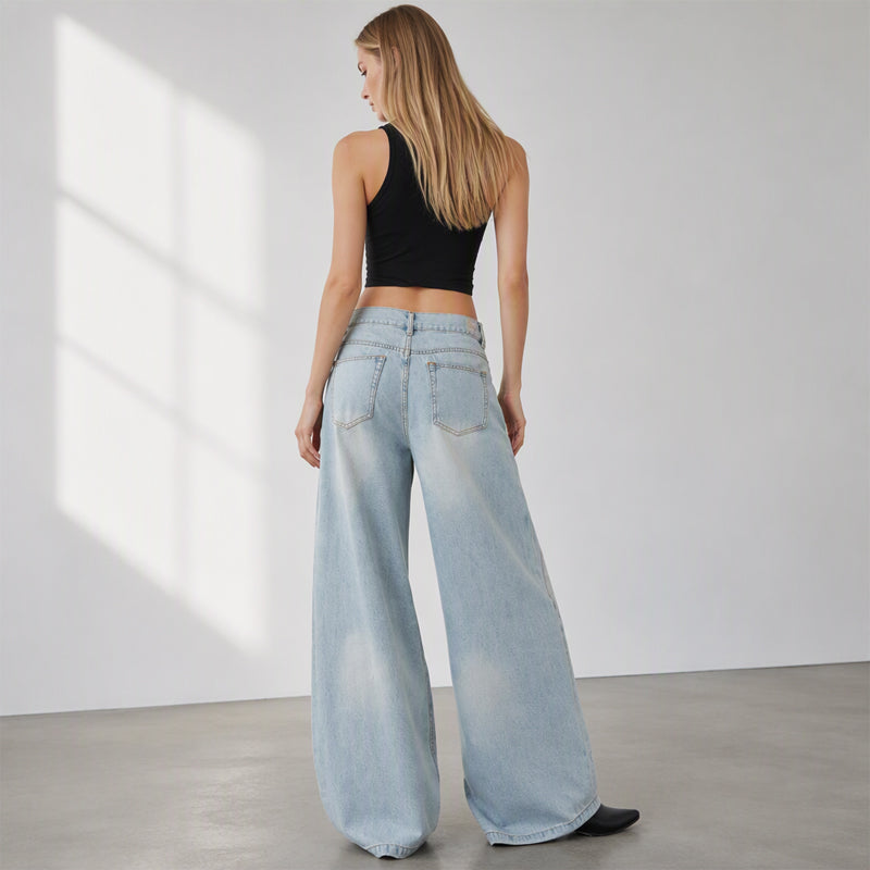📢📢50% Rabatt!!! 🎉✨ Asymmetrische, mehrlagige Wide-Leg-Jeans für Damen