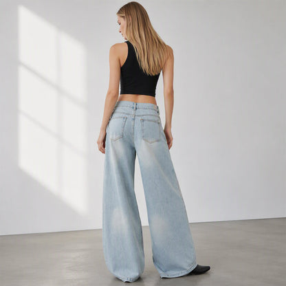 📢📢50% Rabatt!!! 🎉✨ Asymmetrische, mehrlagige Wide-Leg-Jeans für Damen