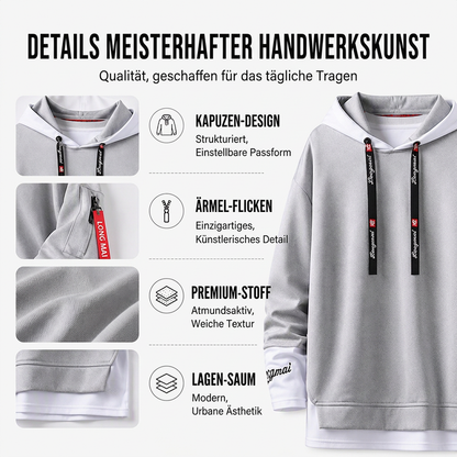 📢📢50% Rabatt!!! 🎉✨ Herren-Lässiges Fake-2-Teile-Kapuzensweatshirt