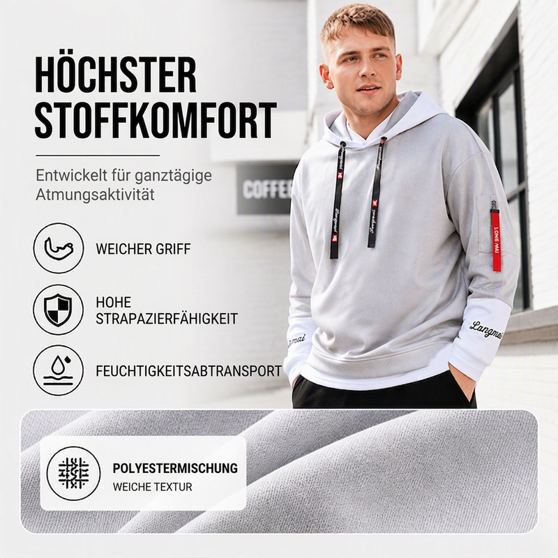 📢📢50% Rabatt!!! 🎉✨ Herren-Lässiges Fake-2-Teile-Kapuzensweatshirt