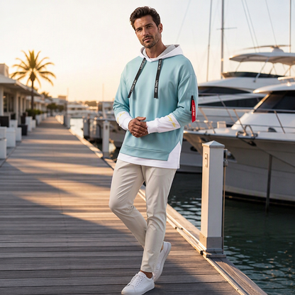 📢📢50% Rabatt!!! 🎉✨ Herren-Lässiges Fake-2-Teile-Kapuzensweatshirt