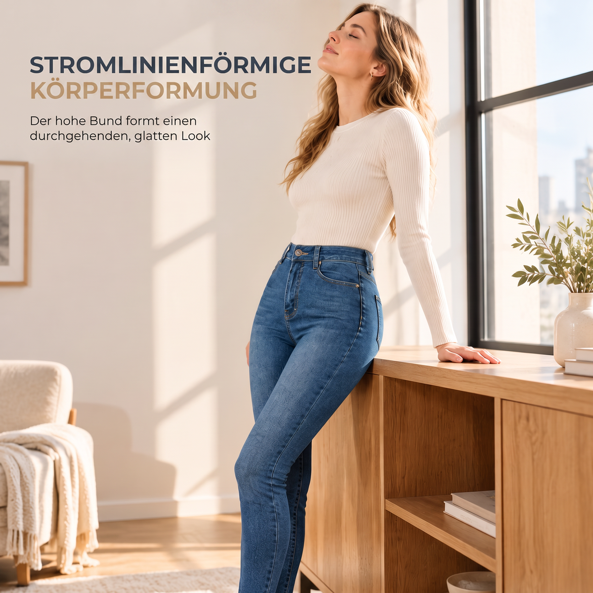 📢📢50% Rabatt!!! 🎉✨ Damen Hochbund Dehnbare Jeanshosen