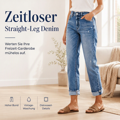 📢📢50% Rabatt!!! 🎉✨ Damen-Jeans mit geradem Bein & Destroy-Effekten im Casual-Stil
