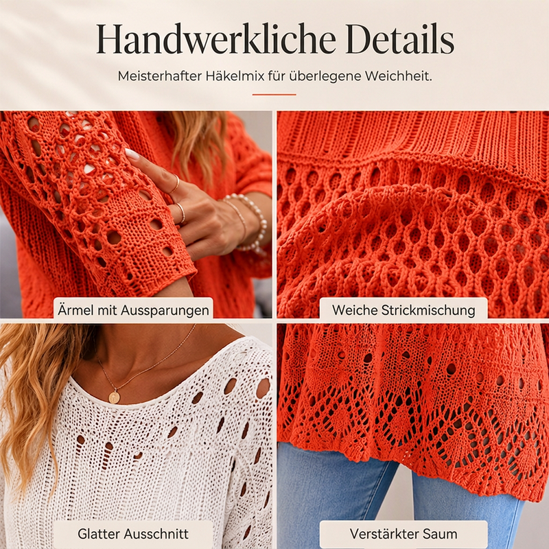 📢📢50% Rabatt!!! 🎉✨ Damen Lochstrick-Häkelpullover
