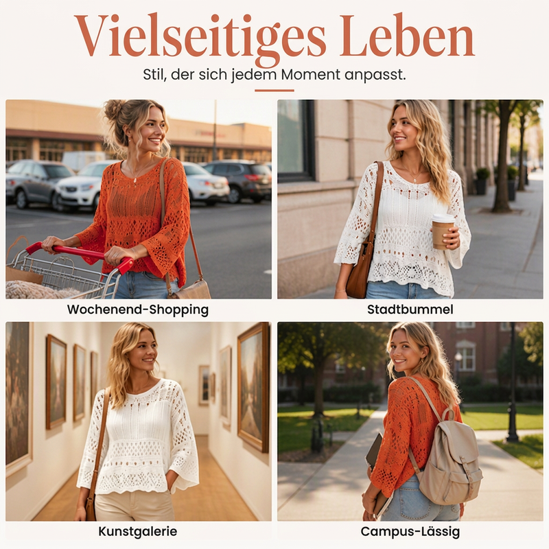 📢📢50% Rabatt!!! 🎉✨ Damen Lochstrick-Häkelpullover