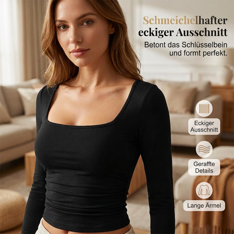 📢📢50% Rabatt!!! 🎉✨ Damen-Set mit eckigem Ausschnitt & weitem Bein