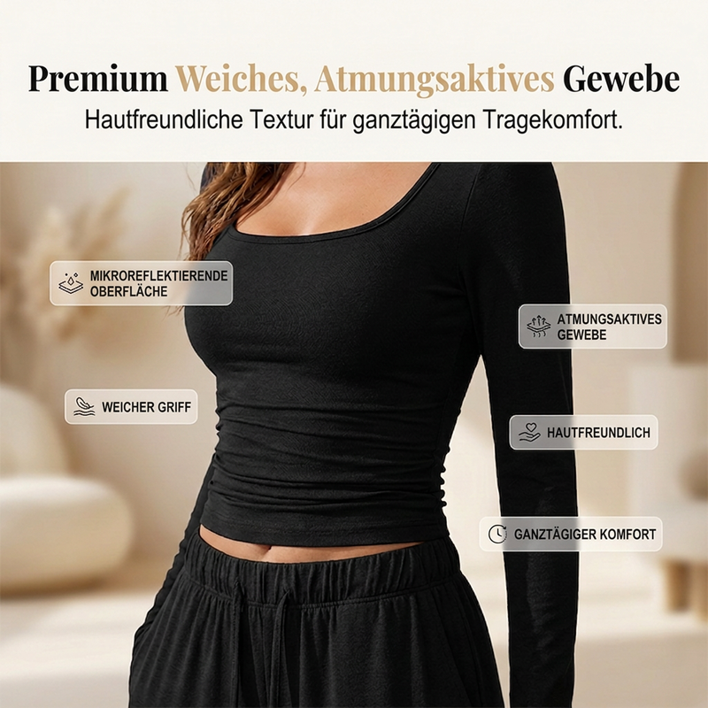 📢📢50% Rabatt!!! 🎉✨ Damen-Set mit eckigem Ausschnitt & weitem Bein