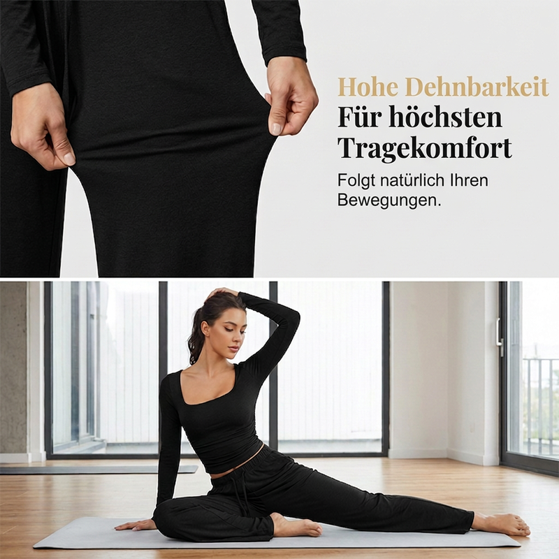 📢📢50% Rabatt!!! 🎉✨ Damen-Set mit eckigem Ausschnitt & weitem Bein