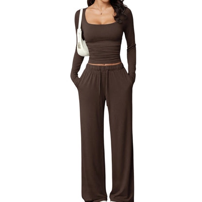📢📢50% Rabatt!!! 🎉✨ Damen-Set mit eckigem Ausschnitt & weitem Bein