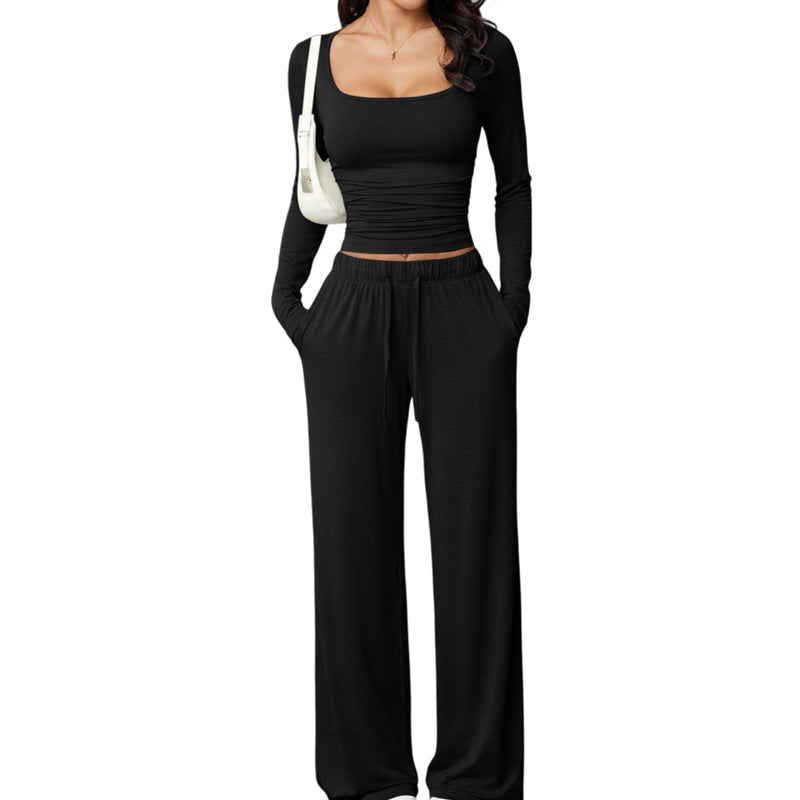 📢📢50% Rabatt!!! 🎉✨ Damen-Set mit eckigem Ausschnitt & weitem Bein