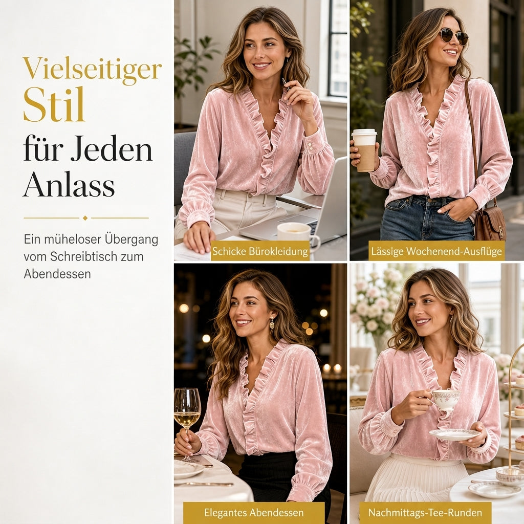 📢📢50% Rabatt!!! 🎉✨ Elegante Samtbluse mit langen Ärmeln für Damen