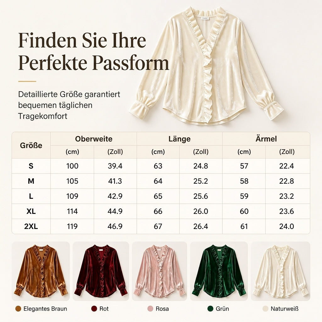 📢📢50% Rabatt!!! 🎉✨ Elegante Samtbluse mit langen Ärmeln für Damen