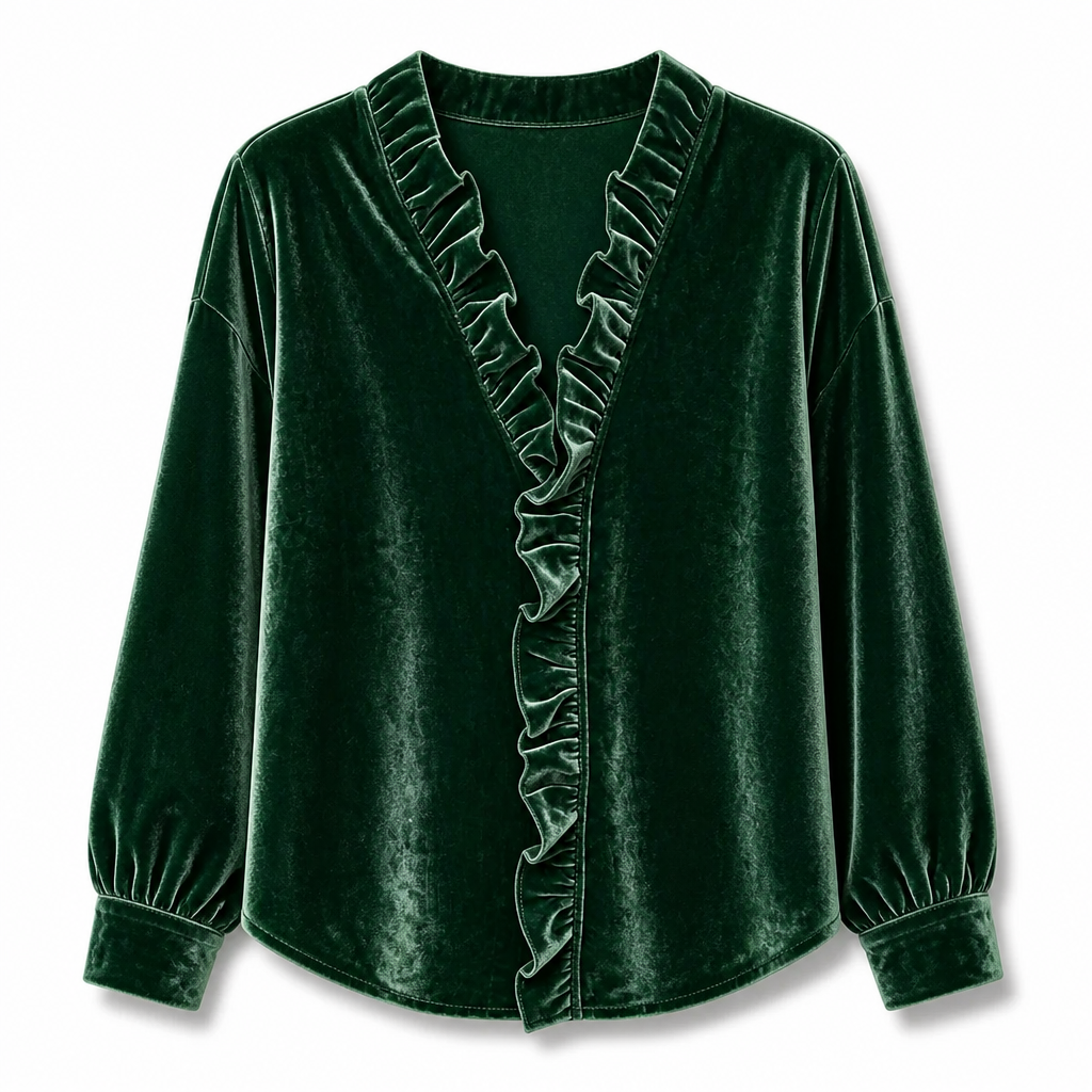 📢📢50% Rabatt!!! 🎉✨ Elegante Samtbluse mit langen Ärmeln für Damen