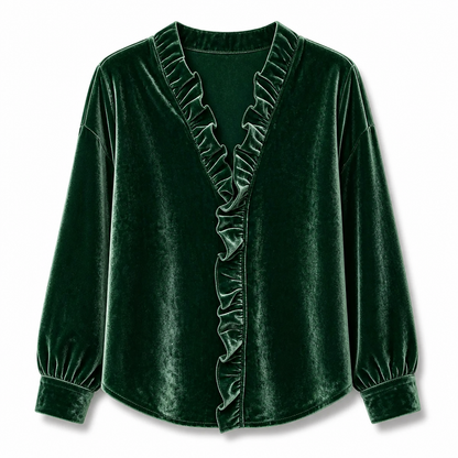 📢📢50% Rabatt!!! 🎉✨ Elegante Samtbluse mit langen Ärmeln für Damen