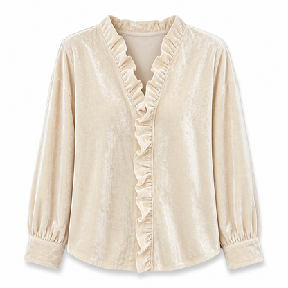📢📢50% Rabatt!!! 🎉✨ Elegante Samtbluse mit langen Ärmeln für Damen