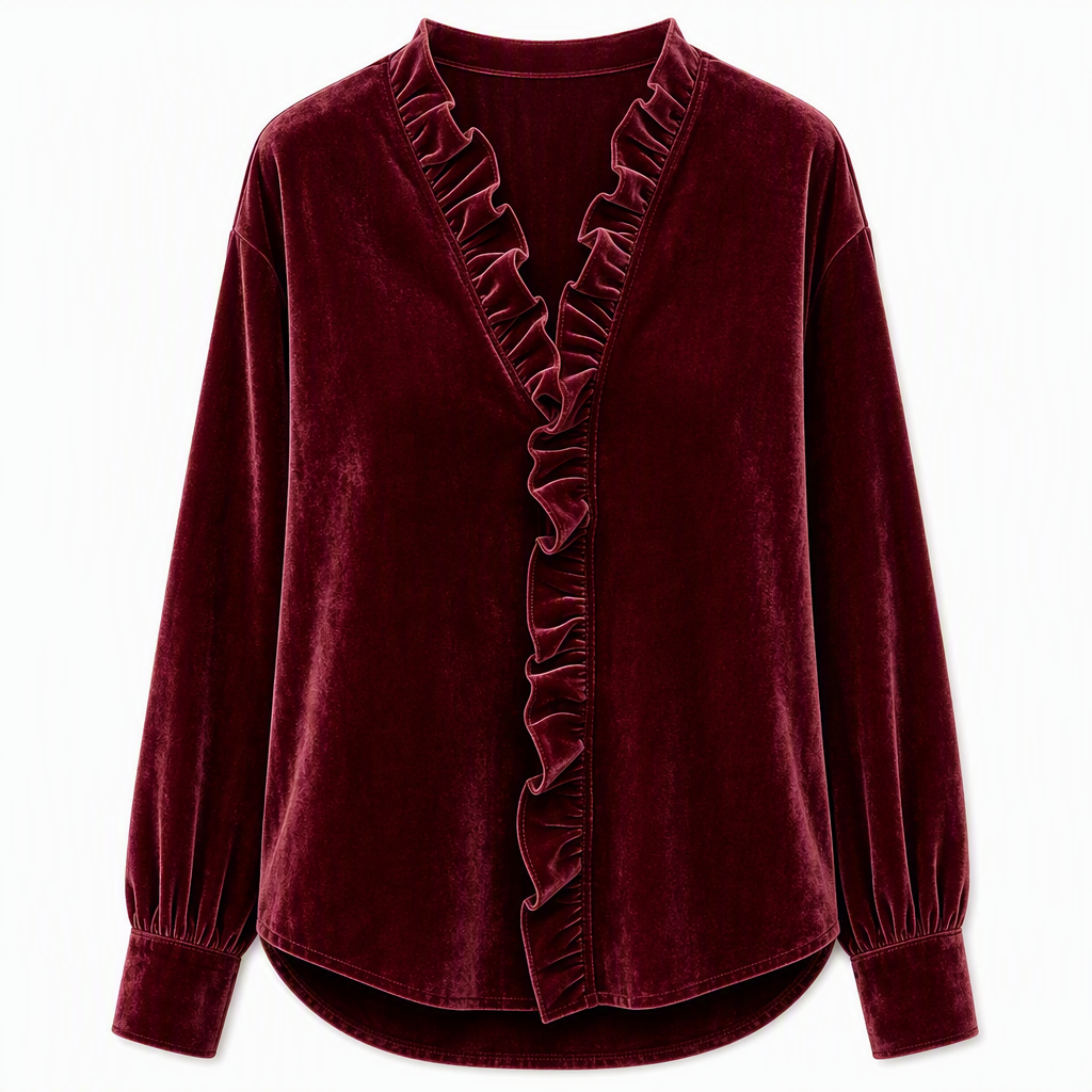 📢📢50% Rabatt!!! 🎉✨ Elegante Samtbluse mit langen Ärmeln für Damen