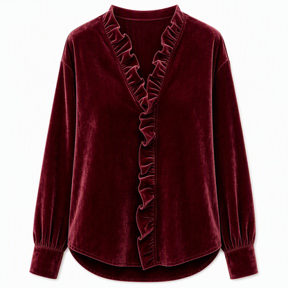 📢📢50% Rabatt!!! 🎉✨ Elegante Samtbluse mit langen Ärmeln für Damen