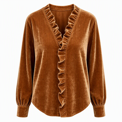 📢📢50% Rabatt!!! 🎉✨ Elegante Samtbluse mit langen Ärmeln für Damen